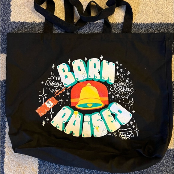 RARE Born Raised x Taco Bell Collab Black Decorative Logo Tote Carry Bag NEW - Picture 2 of 6